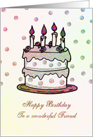 Birthday - Friend - Cake with Roses and Candles card