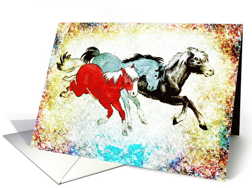 Note Card - Three Ponies card (768334)