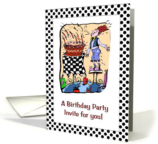 Birthday Party Invitation - Male Blowing Cake Candles Out card