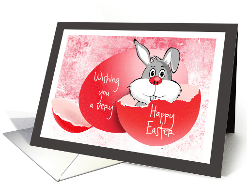 Easter - Red Egg Bunny Rabbit - Customizable card (774294)