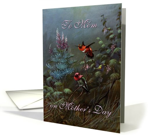 Mother's Day - Mom - Hummingbirds - Vintage Style Look card (777412)