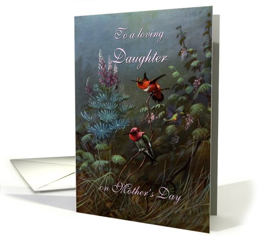Mother's Day - Daughter - Hummingbirds - Vintage Style Look card