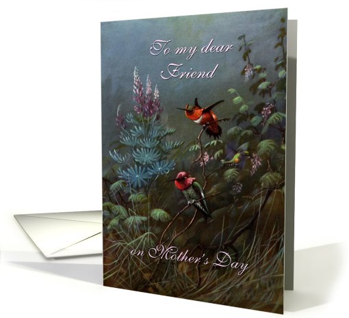 Mother's Day - Friend - Hummingbirds - Vintage Style Look card