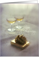 Anniversary - 15th - Romantic Gift & Champagne Glasses card