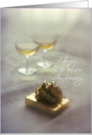 Anniversary - Wife - Romantic Gift & Champagne Glasses card