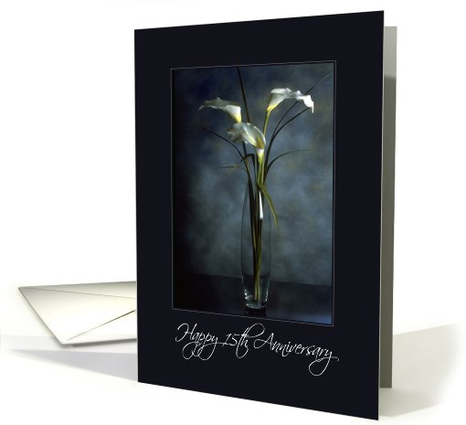 Happy Anniversary - 15th - Wedding - Flowers in Vase card (821420)