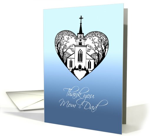 Thank you - Parents of the Groom - Church Scenery in a Heart card