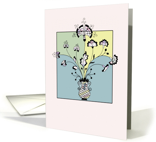 Note Card - Art Deco Style Flowers card (844473)