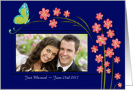 Just Married - Announcement - Butterfly & Flowers card