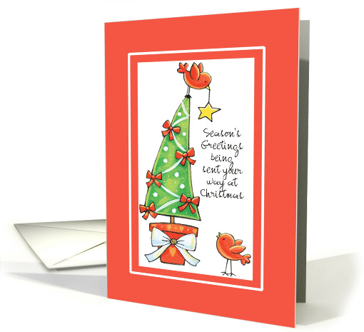 Christmas - Cute Birds Team Decorate a tree card (876054)