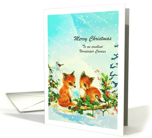 Christmas - Newspaper Carrier - Fox + Birds Chat card (879583)