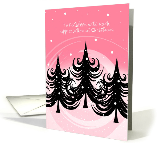 Christmas - Nail Technician - Winter Trees on Pink card (880844)