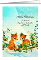 Christmas - Babysitter - Young Fox likes Birds card