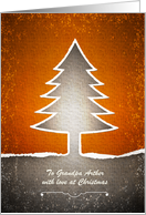 Christmas - Grandfather - Modern Tree - Gold + Red - Orange card
