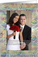 Just Married Announcement - Peacock Feathers - Photo Card