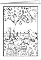 Frame-able Easter Chicks Coloring Book Page - Goddaughter card
