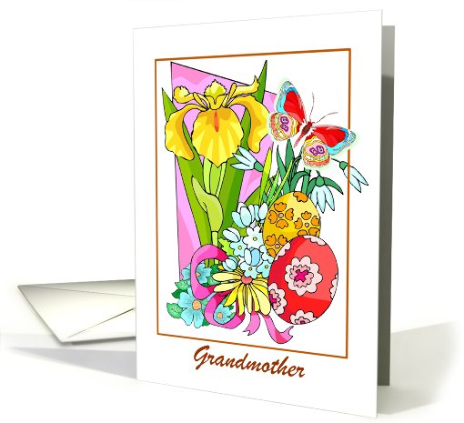 Grandmother - Colorful Flowers + Easter Eggs + Butterfly... (915823)