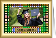 Congratulations Graduate - Colorful Squares Pattern Photo Card