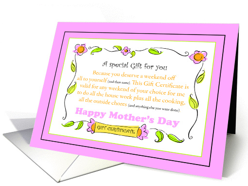 Mother's Day - Gift Certificate in Pink card (922778)