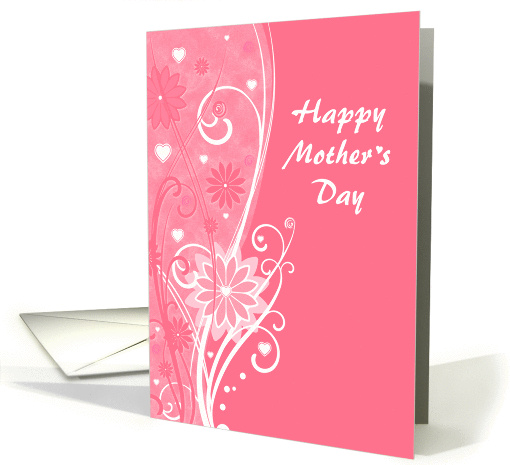 Happy Mother's Day - Flowers + Hearts in Swirls Illustration card