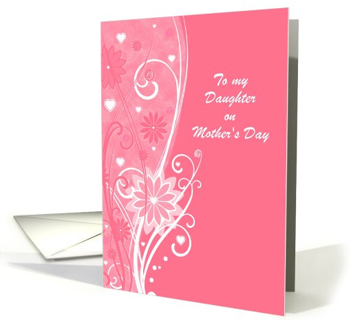 Mother's Day - Daughter - Flowers + Hearts in Swirls Illustration card