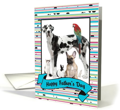 Father's Day - Colorful Stripes and Dots Photo Card with Banner card