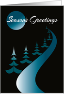 Midnight Moon Shines Down On The Tree Laced Winter River card