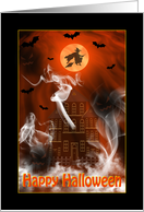 OOOHHHH Don’t Be Scared It’s Only Halloween Witch and Haunted House card