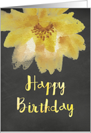 Chalkboard Watercolor Yellow Flower Birthday card