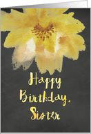 Chalkboard Watercolor Yellow Flower Sister Birthday card