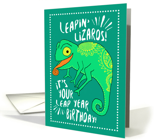 Leap Year Leapin' Lizard Birthday card (1416348)
