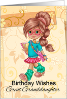 Great Granddaughter Cute and Trendy Little Girl with Books card