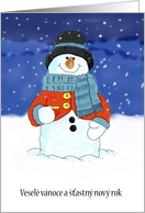 Vesele vanoce a stastny novy rok - Czech Snowman Christmas Card