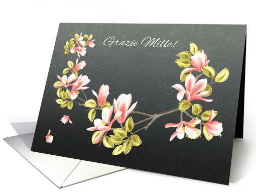 Italian Thank you card with pretty pink Magnolia card (1138494)