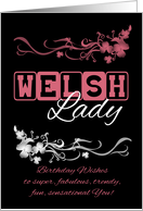 Welsh Lady Birthday Card with Blended Flowers card