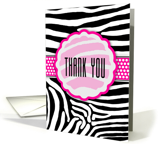 Zebra Print Thank You In Black And White With Rosette In... (1147710)