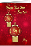 Sister Chinese New Year With Lanterns card