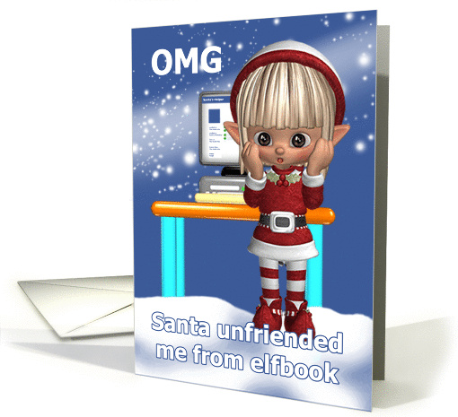 Fun Elf Holiday Greeting With Computer card (1185838)