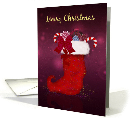 Merry Christmas Stocking Stuffed With Gifts card (1192880)