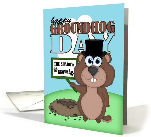 Groundhog Day With Cute Cartoon Groundhog card (1209018)