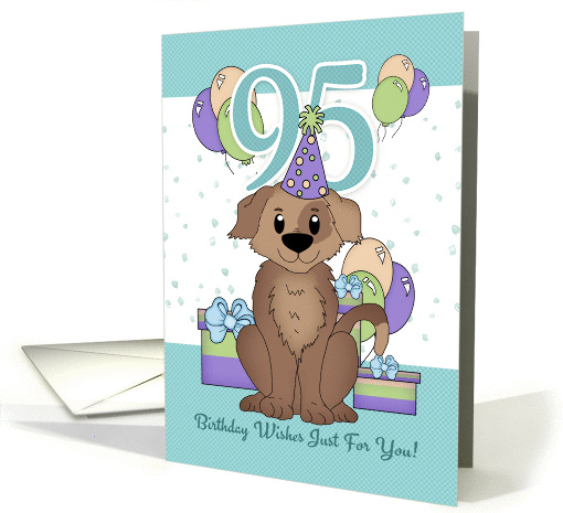 95th Birthday Dog In Party Hat With Balloons And Gifts card (1230518)