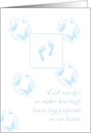 Loss of Male Child Sympathy With Little Footprints and butterflies card