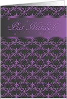 Bat Mitzvah In Blended Black And Purple With Star Of David card