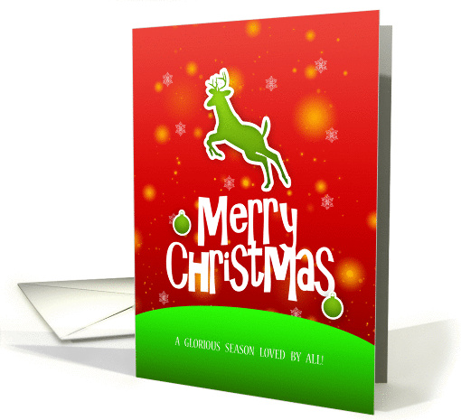 Reindeer Merry Christmas In Traditional Colours Of Red And Green card