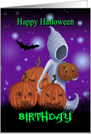 Halloween Birthday Ghost And Pumpkins card
