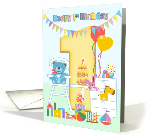 1st Birthday Nursery Toys, Happy 1st Birthday, card (1435570)