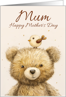 Mum Mother’s Day with Teddy Bear and Little Bird card