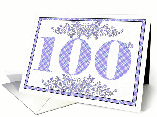 Happy 100th Birthday gingham card (385541)