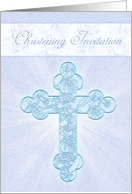 Christening Invitation With Blue Cross card