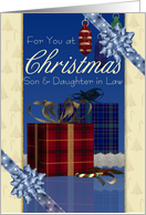 Son & Daughter in Law Christmas Card - Stylish With Gifts And Bows card